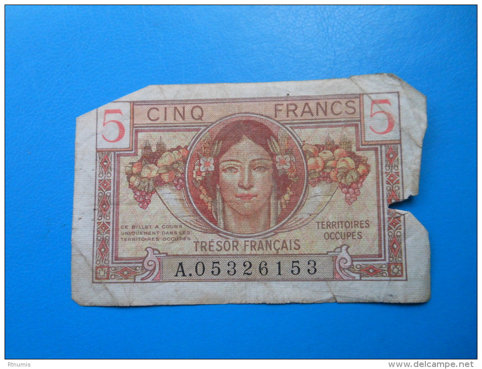 TERRITOIRES OCCUPES TRESOR FRANCAIS 5 Francs - 1947 French Treasury