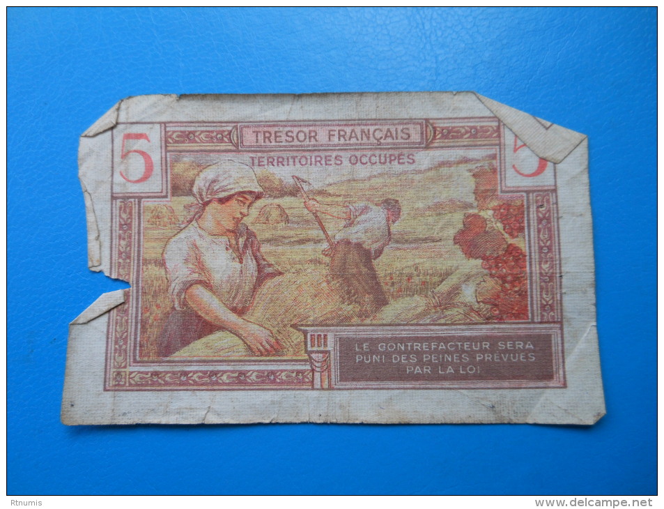 TERRITOIRES OCCUPES TRESOR FRANCAIS 5 Francs - 1947 French Treasury