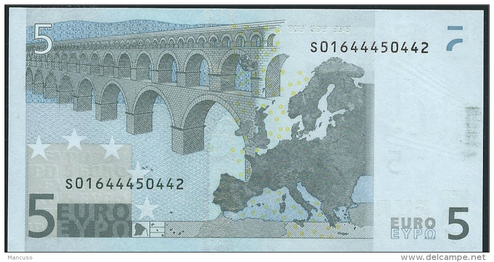 S ITALIA  5 EURO J001 E5  VARIANTE B   DUISENBERG   UNC - 5 Euro