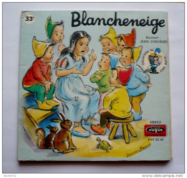 LIVRE - DISQUE VOGUE  33T - Illustrations GERMAINE BOURET - BLANCHE-NEIGE - Année 1968 - Kinderlieder