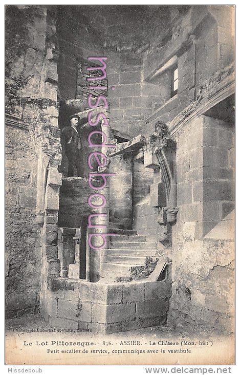 46 - ASSIER - Le Château - Escalier De Service - Dos Vierge  - 2 Scans - Assier