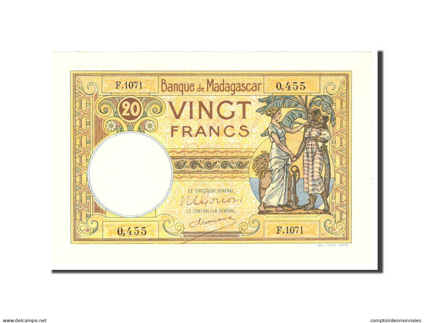 Billet, Madagascar, 20 Francs, 1937, Undated, KM:37, SPL - Madagascar