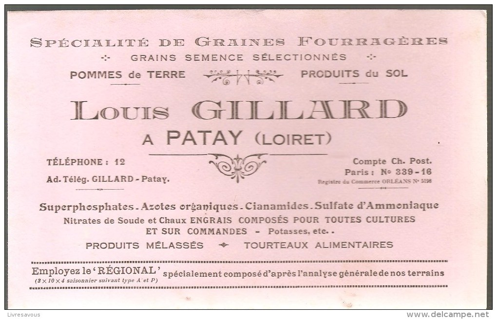 Buvard Louis Gillard à Patay (Loiret) Spécialiste De Graines Fourragères Pommes De Terre Des Années 1960 Environ - Farm