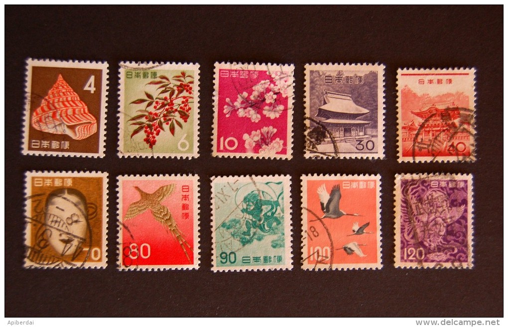 Japan -1961-1965 Flora, Fauna & Local Motifs - 10 Stamps - Gebraucht