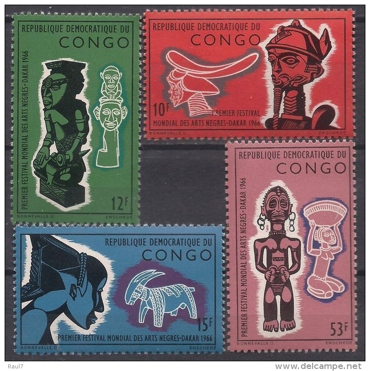 République Démocratique Du Congo - Arts Nègres, Sculptures - 4 Val Neufs ** // Mnh - Ongebruikt