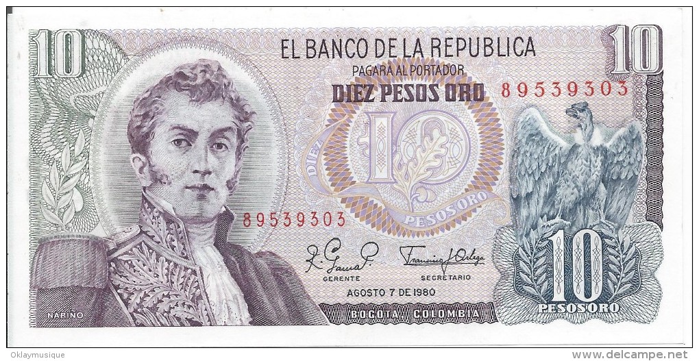 10 Pesos Oro 1980 - Kolumbien