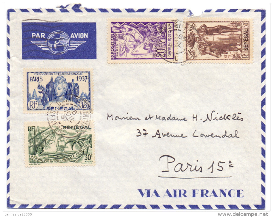 LETTRE OBL DAKAR  PRINCIPAL PAR AVION POUR PARIS - Covers & Documents