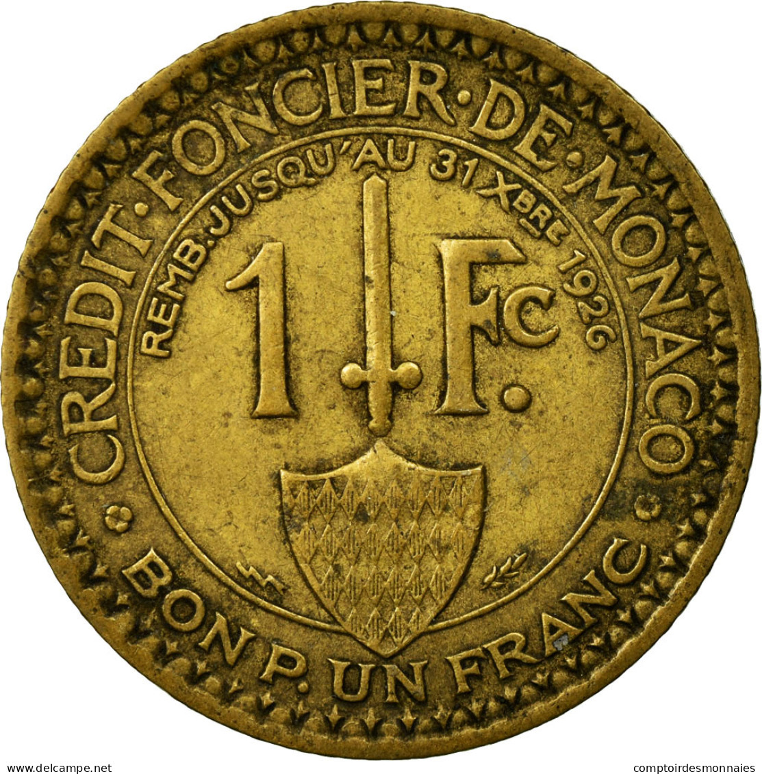 Monnaie, Monaco, Louis II, Franc, 1924, Poissy, TTB, Aluminum-Bronze - 1922-1949 Louis II