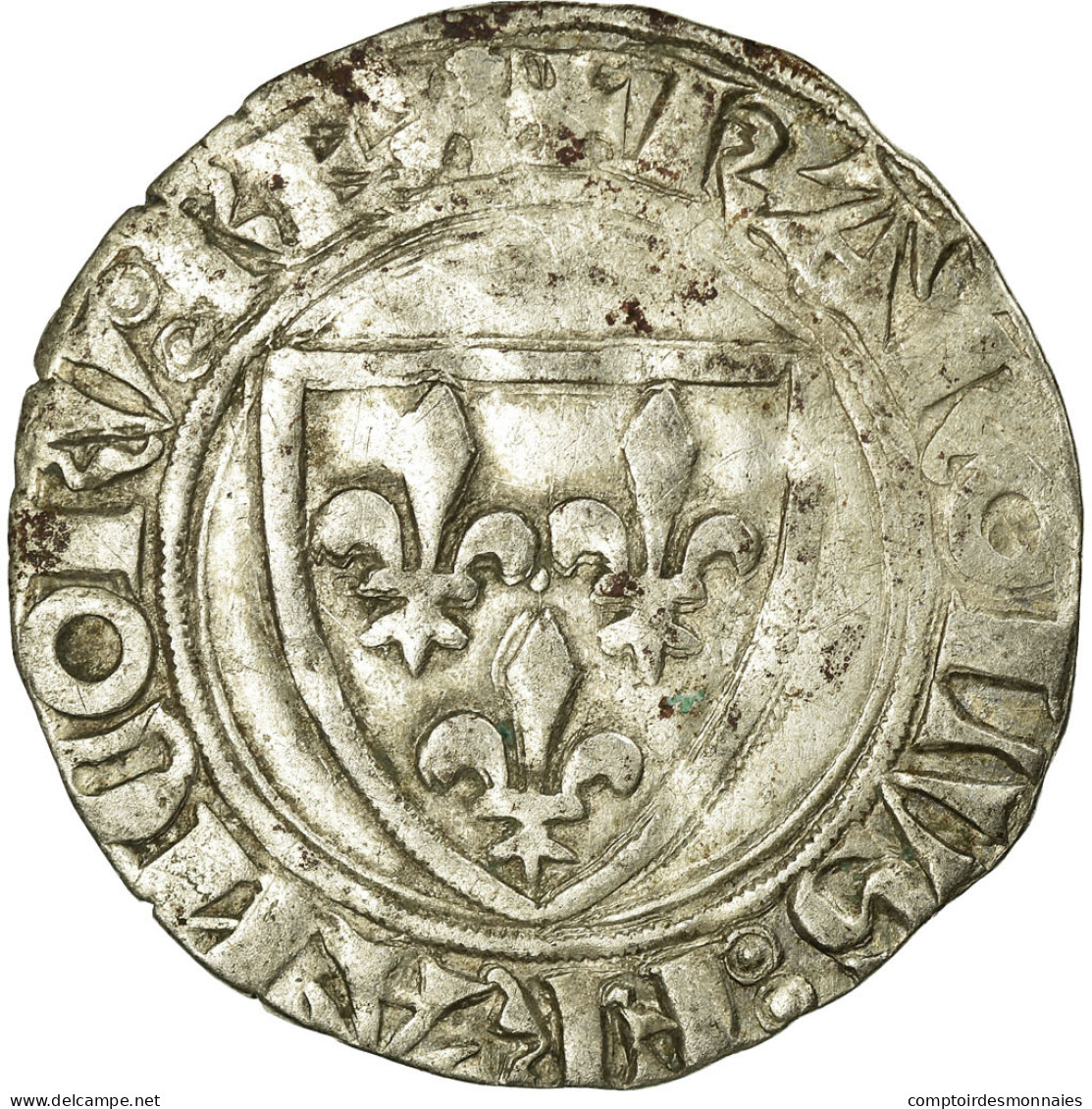 Monnaie, France, Blanc, Romans, TTB, Billon, Duplessy:377A - 1380-1422 Charles VI Le Fol