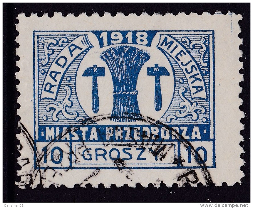 POLAND 1918 Przedborz Local Fi 10B T.3 Signed Petriuk Used ZL10 - Plaatfouten & Curiosa