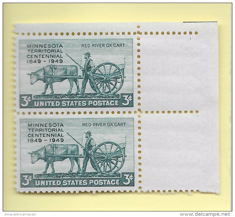 TIMBRES - STAMPS - ETATS-UNIS - UNITED STATES - USA -1949- CENTENAIRE TERITOIRE DE MINNESOTA - 1849-1949 -TIMBRES NEUFS - Altri & Non Classificati