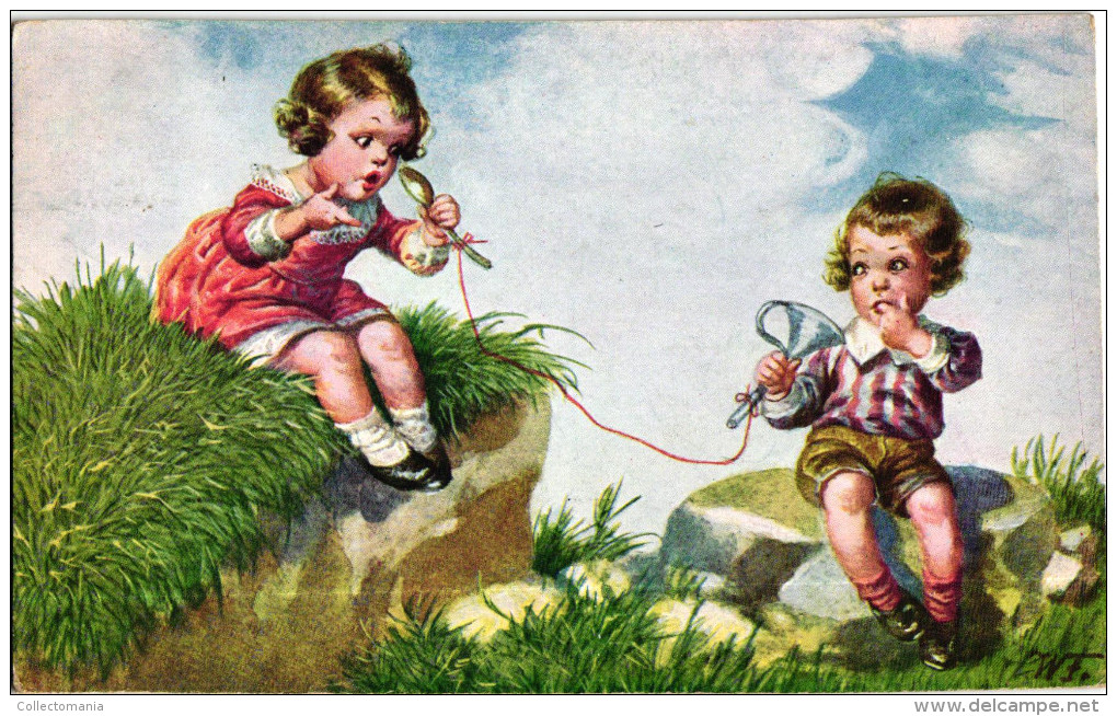 3 Postcards Wally Fialkowska Artist Signed & Numbered Little Couples In Phone Wires Speake To Me N°1661-1016-1017 - Fialkowska, Wally