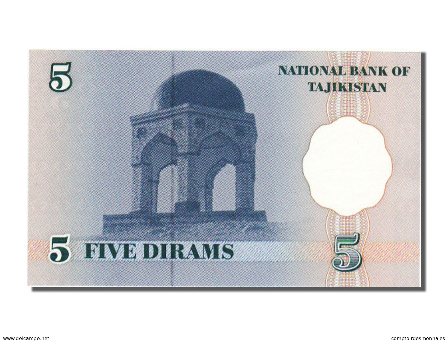 Billet, Tajikistan, 5 Diram, 1999, NEUF - Tadschikistan