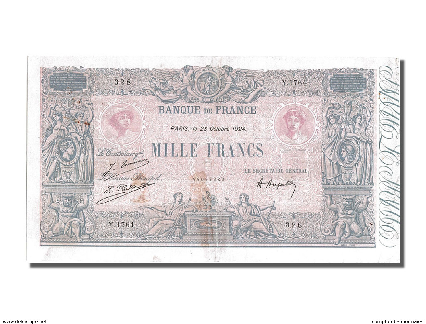 Billet, France, 1000 Francs, 1 000 F 1889-1926 ''Bleu Et Rose'', 1924 - 1 000 F 1889-1926 ''Bleu Et Rose''