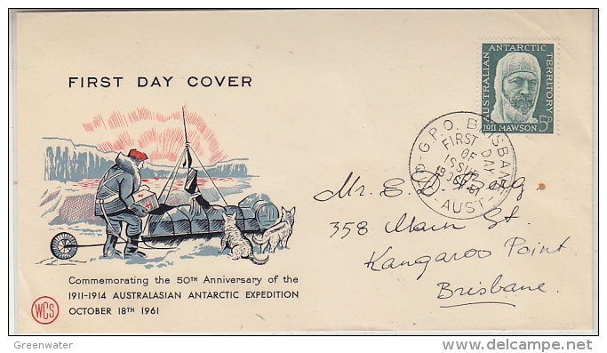 AAT 1961 Mawson 1v FDC Ca Brisbane  18 Oct 1961 (26973 - FDC