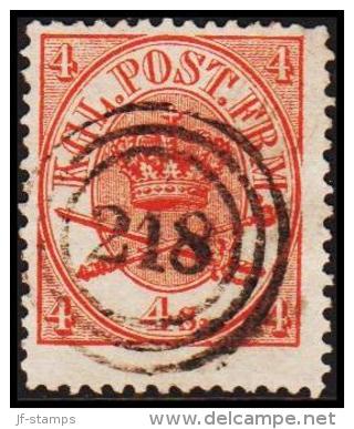 1865. Large Oval Type. 4 Skilling Bright Red. Perf. 13x12½ 218 RANDERS J.B.P.E.  (Michel: 13Aa) - JF192695 - Ungebraucht