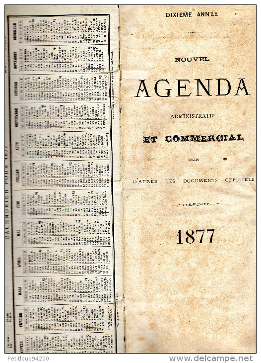 AGENDA  ADMINISTRATIF Et COMMERCIAL 1877 - Agendas Vierges