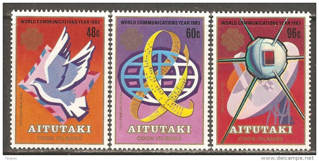 Aitutaki 1983 Mi# 496-498 A ** MNH - World Communications Year / Space - Oceania