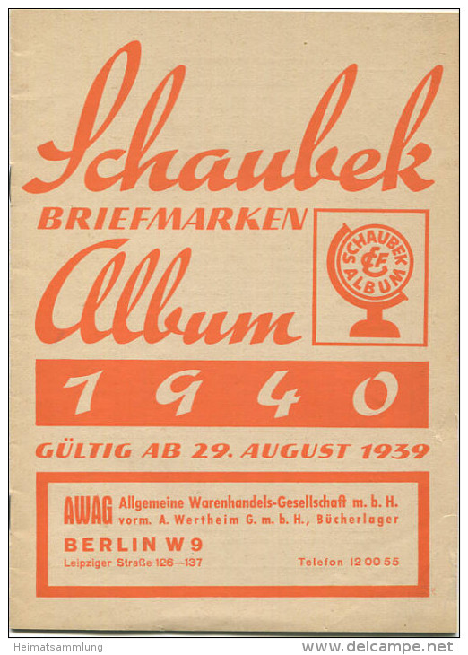 Schaubek Briefmarken Album 1940 - Werbebroschüre - Alemán (desde 1941)