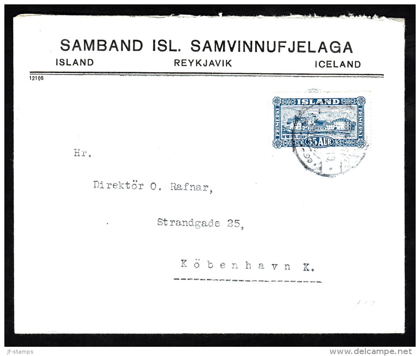 1925. Views And Buildings. 35 Aur Blue On Cover To Köbenhavn.  (Michel: 117) - JF500406 - Briefe U. Dokumente