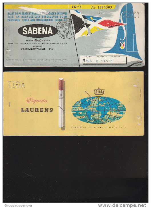 DOC2) SABENA BIGLIETTO PASSEGGERO E BAGAGLIO PASSENGER TICKET AND BAGGAGE CHECK 1951 - Billetes