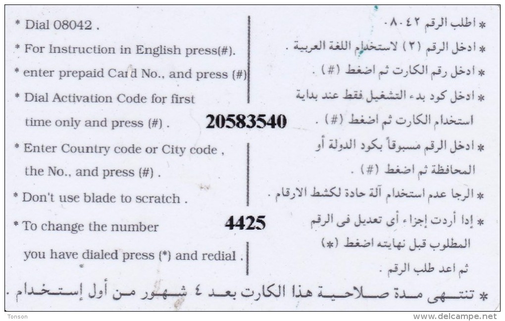 Egypt, EGY-RTE13A, Globe No Horus OLD LOGO (rev. 2), 2 Scans. - Egypte