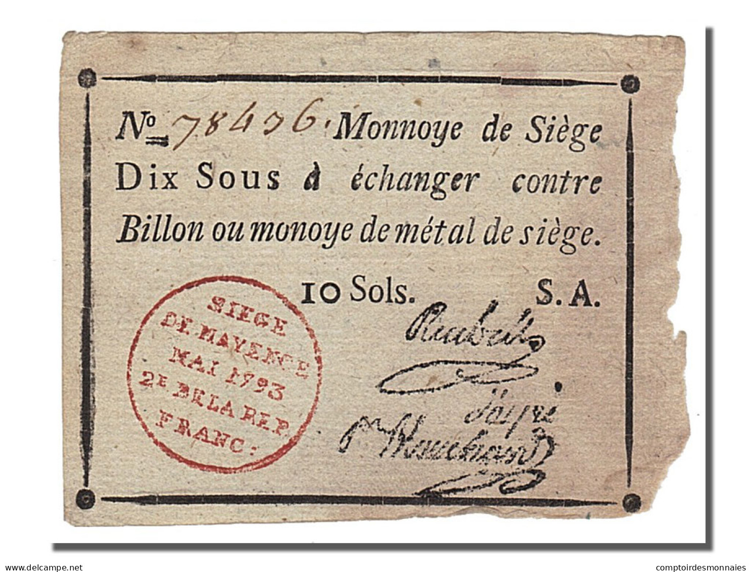 Billet, Allemagne, 10 Sous, 1793, TTB, KM:S1479a, Lafaurie:247 - Assignats