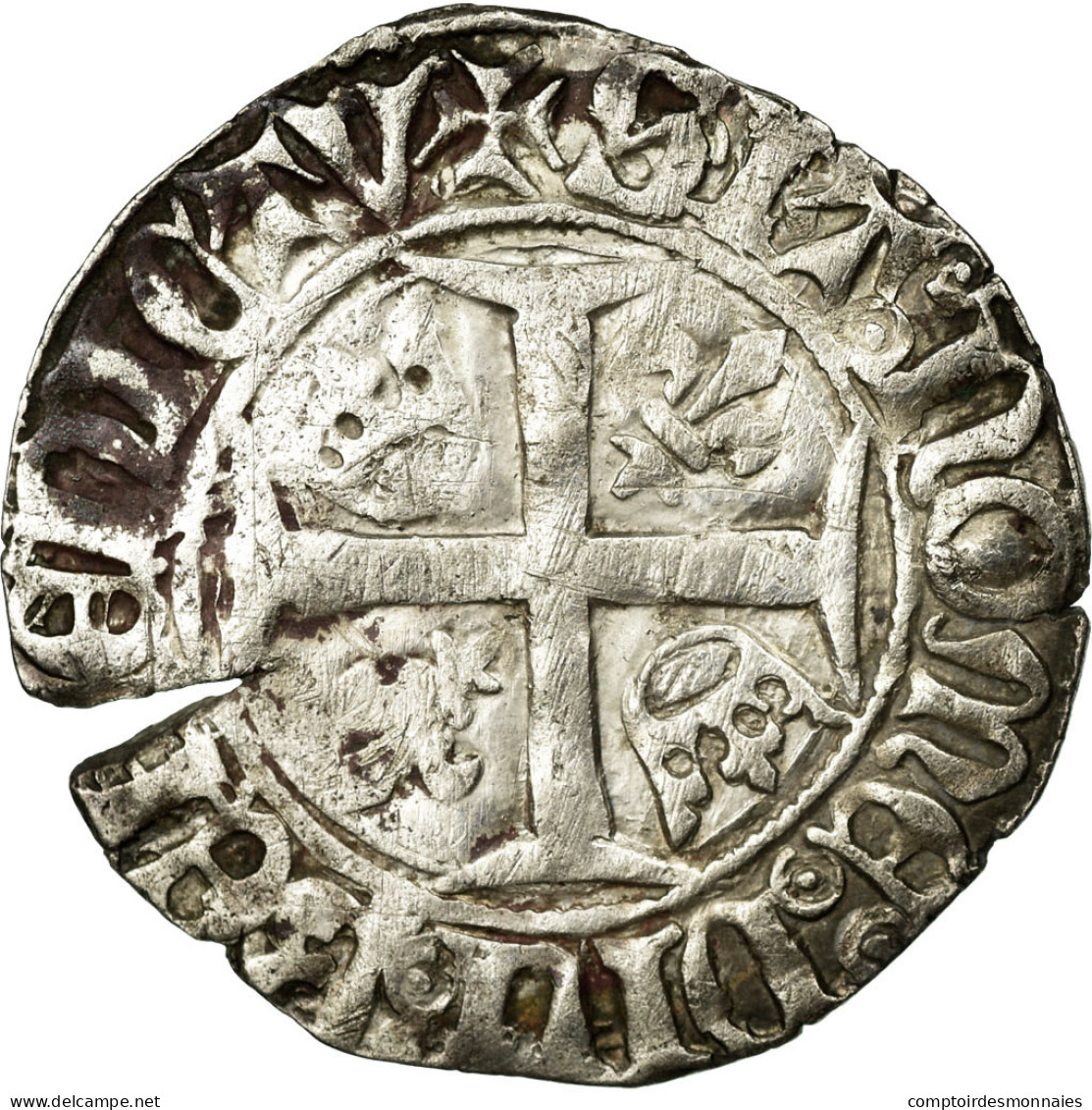 Monnaie, France, Blanc Guénar, Rouen, TTB, Billon, Duplessy:377A - 1380-1422 Charles VI The Beloved