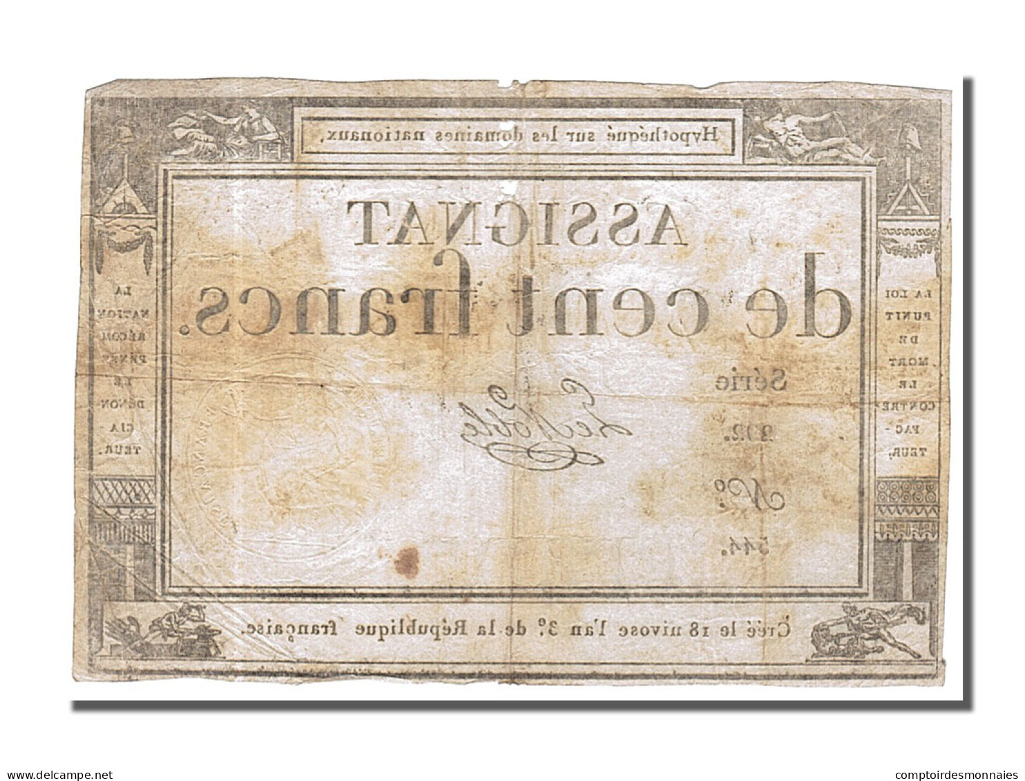 Billet, France, 100 Francs, 1795, Le Noble, TTB, KM:A78, Lafaurie:173 - Assignats