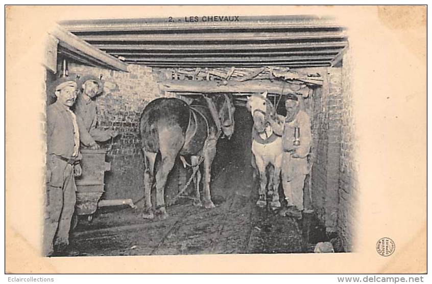 Nord-Pas De Calais  59 -  62   Thème Mines: Lens .Les Chevaux Au Fond De La Mine  (voir Scan) - Nord-Pas-de-Calais