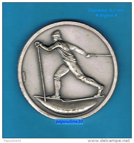 ** MÉDAILLE ** SKI DE FOND ** ARGENTÉ ** Ø 6,7 Cm ** - Wintersport