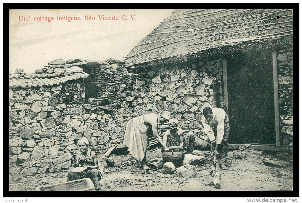 SÃO VICENTE - COSTUMES -Un Ménage Indigena, São Vicente  Carte Postale - Cap Vert