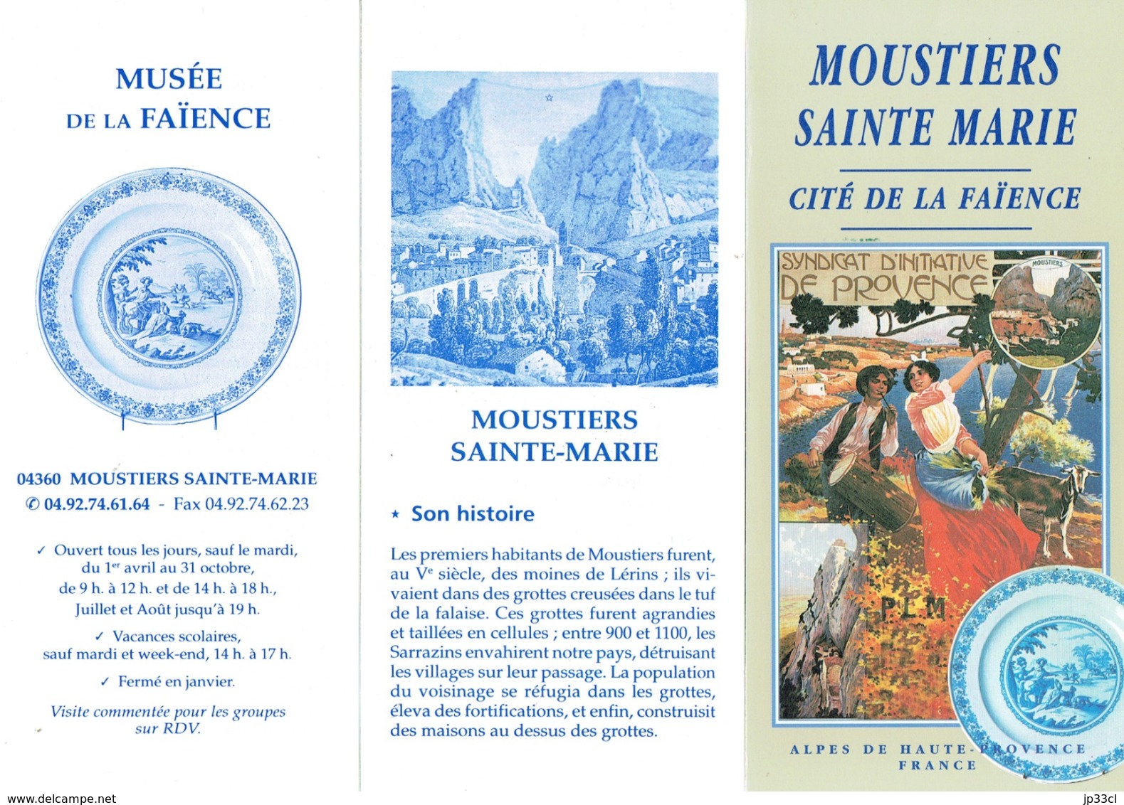Lot De 3 Anciens Dépliants Sur Moustiers Sainte Marie, Cité De La Faïence (vers 1995) - Dépliants Touristiques