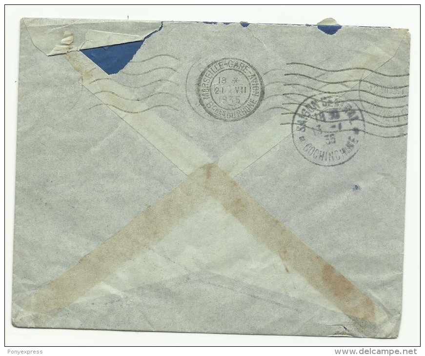 PA N° 29 Sur Lettre Pour Etampes En 1935,friffe Par Avion "SAIGON MARSEILLE" - Airmail