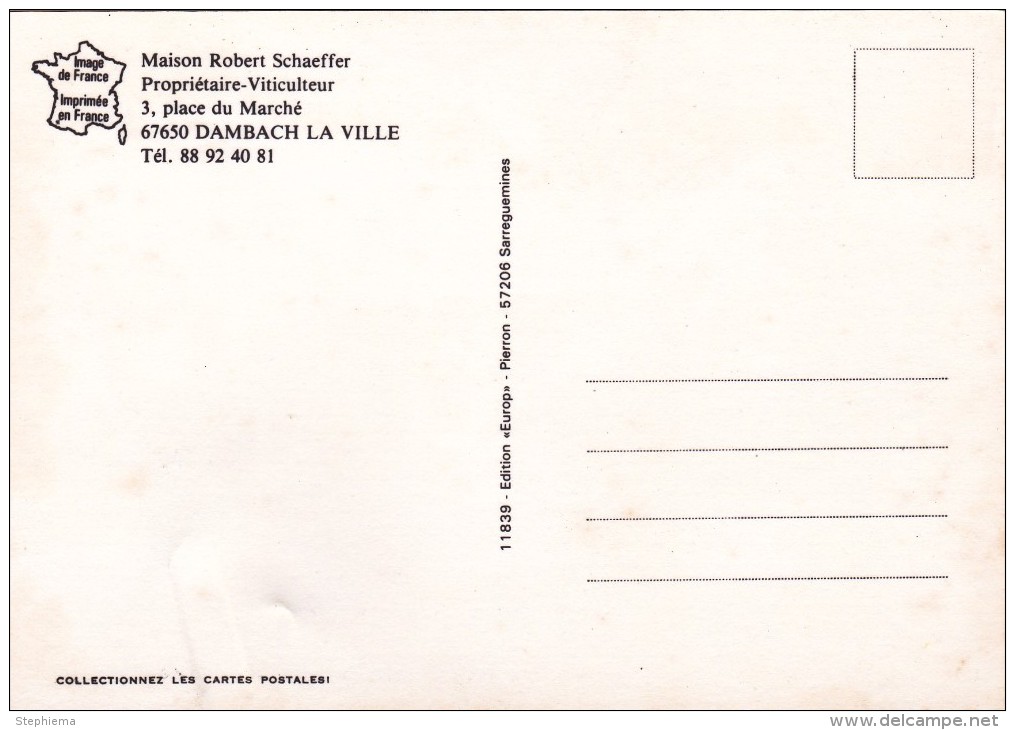 Carte Postale, Maison Robert Schaeffer, Propriétaire Viticulteur, Dambach La Ville - Dambach-la-ville