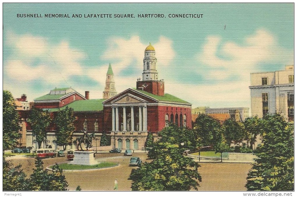CPA-1939-USA-CONNECTICUT-HARTFORD-BUSHNELL MEMORIAL And LAFAYETTE SQUARE-TBE - Hartford