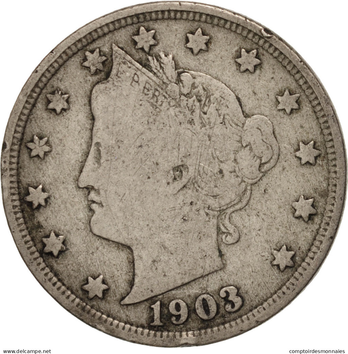 Monnaie, États-Unis, Liberty Nickel, 5 Cents, 1903, U.S. Mint, Philadelphie - 1883-1913: Liberty (Libertà)