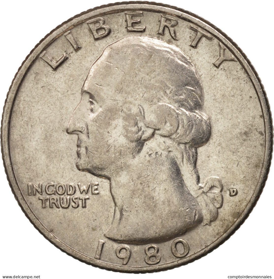 États-Unis, Washington Quarter, 1980, Denver, TTB+, KM:A164a - 1932-1998: Washington