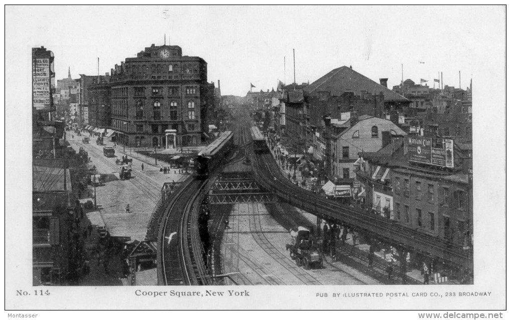 NEW YORK. Cooper Square. Railroad. No Posted 1900. - Plaatsen & Squares