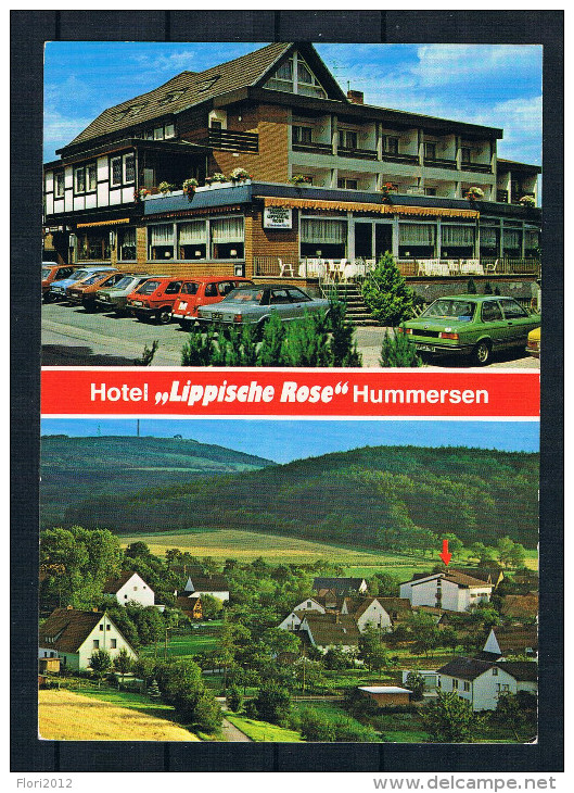 (D004) AK Hotel "Lippische Rose" Hummersen - Autos - Luedge