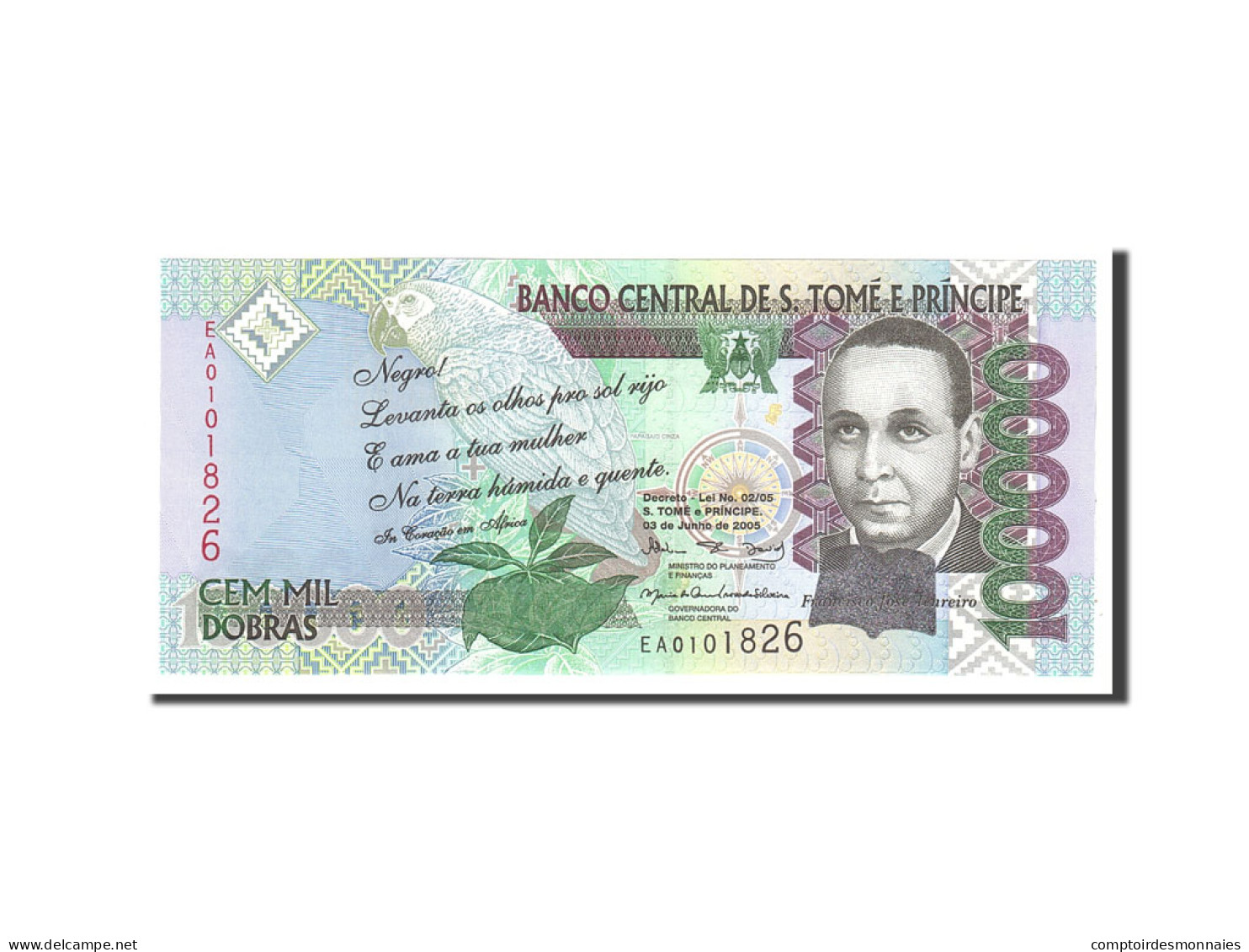 Billet, Saint Thomas And Prince, 100,000 Dobras, 2005, 2005-06-02, KM:69a, NEUF - Sao Tome And Principe