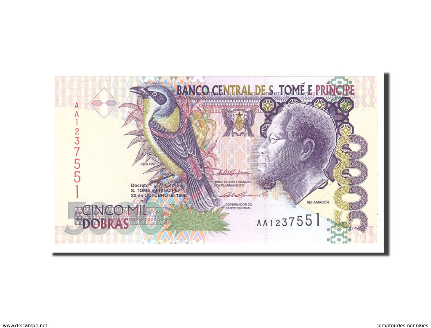 Billet, Saint Thomas And Prince, 5000 Dobras, 1996, 1996-10-22, KM:65a, NEUF - Sao Tome And Principe