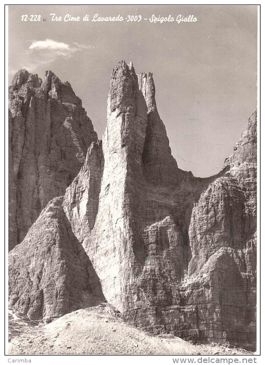 TRE CIME DI LAVAREDO SPIGOLO GIALLO RETRO TIMBRO RIFUGIO LAVAREDO - Escalade