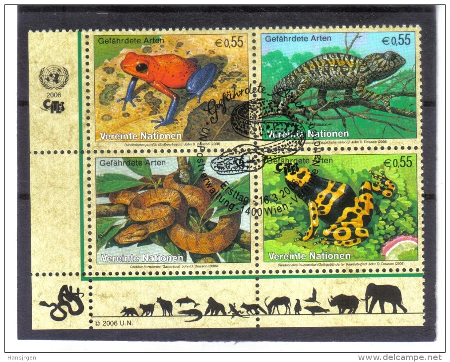 GEO14 UNO WIEN  2006  MICHL NR. 461/64 VIERERBLOCK Used / Gestempelt - Gebraucht