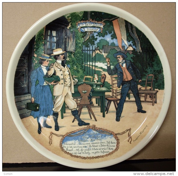 ASSIETTE PLATE PARLANTE DÉCORATIVE -    "SARGUEMINES " Dessin De Frédéric Rigamoy - Sarreguemines (FRA)