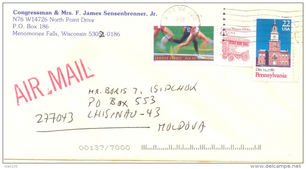 2001. USA, The Letter By Air-mail Post From Menomonee(Wisconsin) To Moldova - Briefe U. Dokumente
