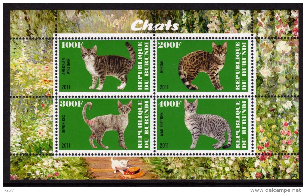 BURUNDI 2011 - Chats 3 - BF 4 Val Neuf // Mnh - Neufs