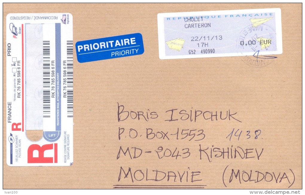 2013. France, The Letter By Registered Internationale Prioritaire Post - Brieven En Documenten