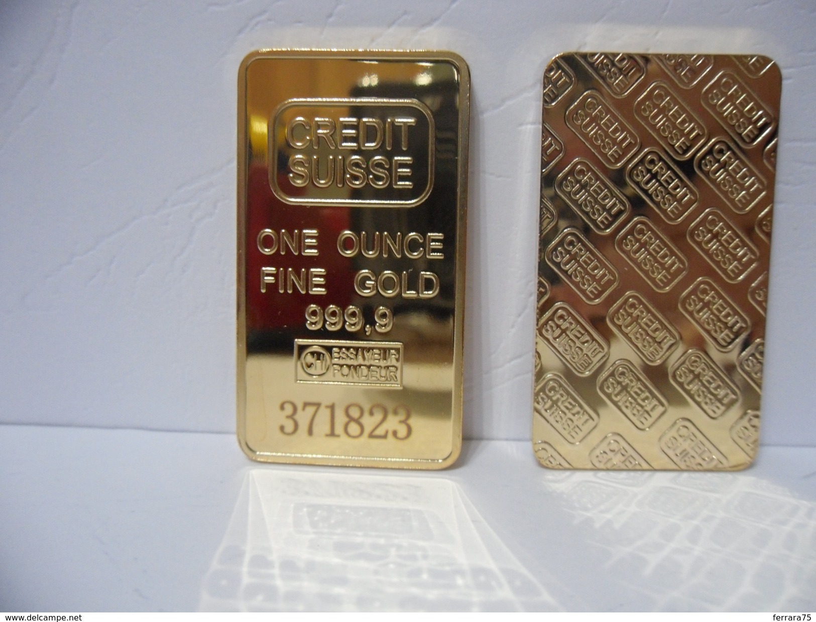 LINGOTTO BAR CREDIT SUISSE ONE OUNCE FINE GOLD 999,9 FINE GOLD 24K PLACCATO DA COLLEZIONE - Zonder Classificatie