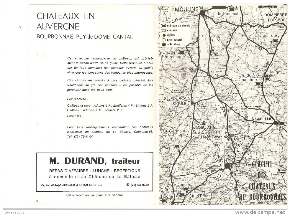 Visitez Les Châteaux D'Auvergne Brochure Agrafée De 20 Pages Des Années 1970 En Bon état - Auvergne